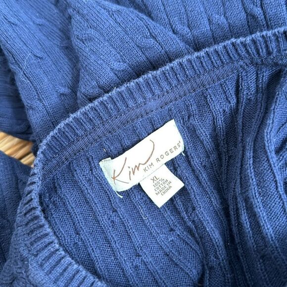 Kim Rogers Navy Blue Cotton Knit Sweater Size XL - Picture 4 of 4
